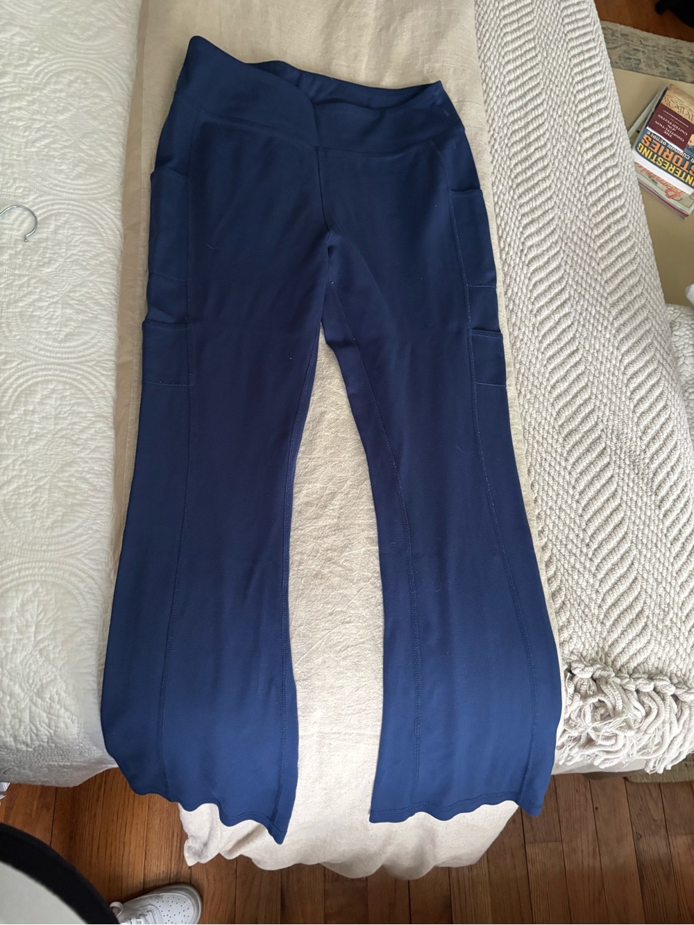 Jaanuu Navy Flared Leggings with Side Pockets